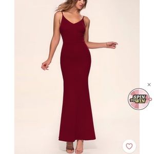 Azazie burgundy maxi dress size small. Bridesmaid